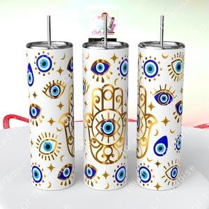 Hamsa 🪬 and Evil Eye 🧿 High gloss 20 Ounce Protection Tumbler
